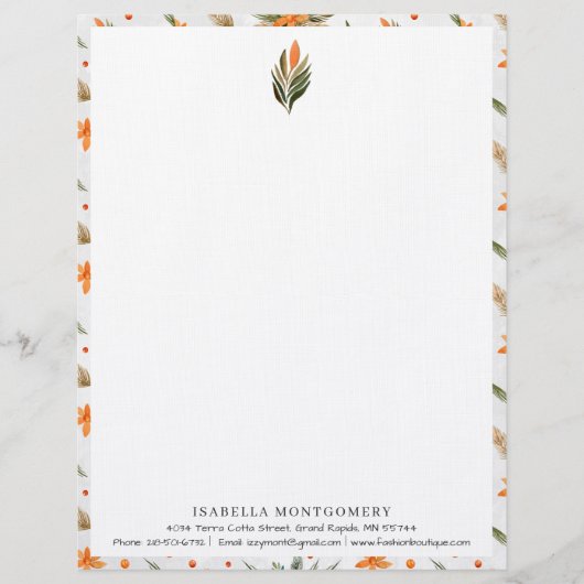 Einfache rustikale Vegetation | Monogramm Briefbogen (Vorderseite)