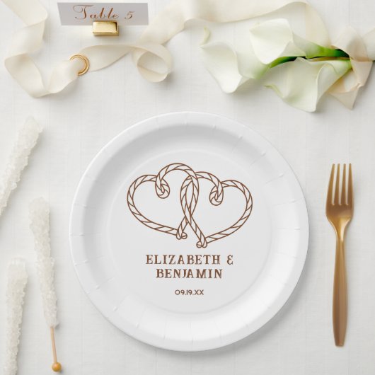 Einfache rustikale westliche Seilherzen Hochzeit  Pappteller (Hochzeit)