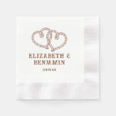 Einfache rustikale westliche Seilherzen Hochzeit  Serviette (Vorderseite)