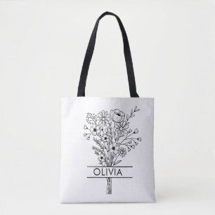Einfache rustikale Wildblumen Text Tasche