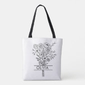 Einfache rustikale Wildblumen Text Tasche (Rückseite)