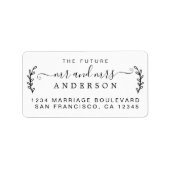 Einfache rustikale Zukunft Mr. Wedding Rücksendead Adressaufkleber (Vorne)