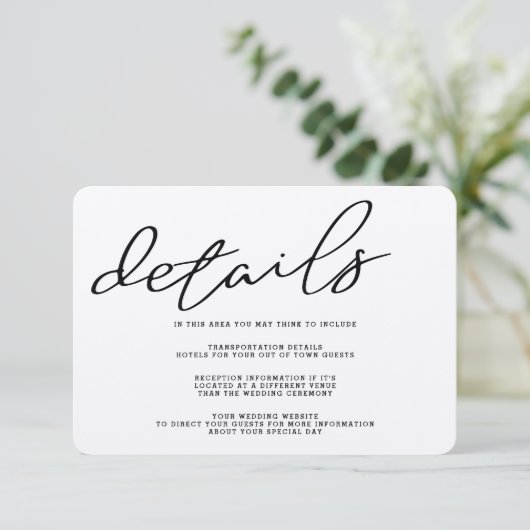 Einfache Rustikalkopfkarte Begleitkarte (Stehend Vorderseite)