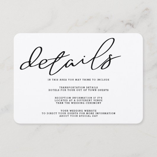 Einfache Rustikalkopfkarte Begleitkarte (Vorderseite)