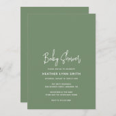 Einfache Sage Green Elegant Moderne Babydusche Einladung (Vorne/Hinten)