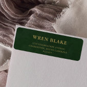 Einfache Sage Green & Gold Script-Rücksendeadresse