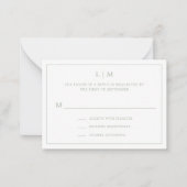 Einfache Sage Green Monogram Budget Hochzeit RSVP Mitteilungskarte (Vorderseite)
