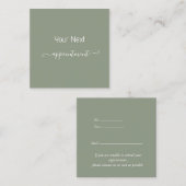 Einfache Sage Green Nächste Verabredung Wellness-C Quadratische Visitenkarte (Vorne/Hinten)