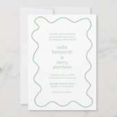 Einfache Sage Green Squiggle Frame Moderne Hochzei Einladung (Vorderseite)