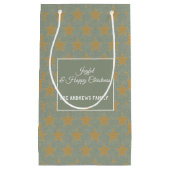 Einfache Sage Green & Star Gold Weihnachten Kleine Geschenktüte (Vorderseite)