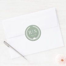 Einfache Sage-Grün-Monogramm-Hochzeit