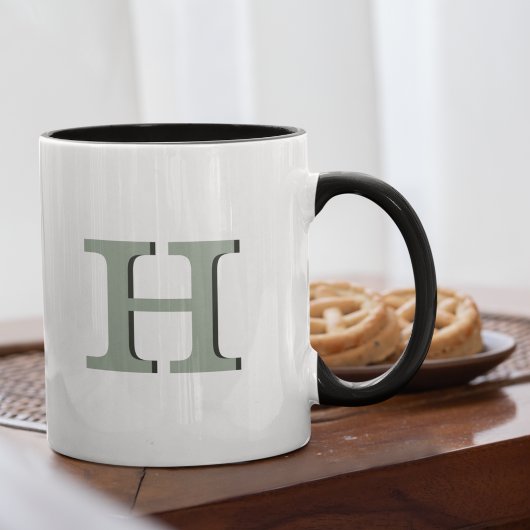 Einfache Sage Monogram erste neutrale rustikale Mo Tasse