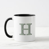 Einfache Sage Monogram erste neutrale rustikale Mo Tasse (Links)