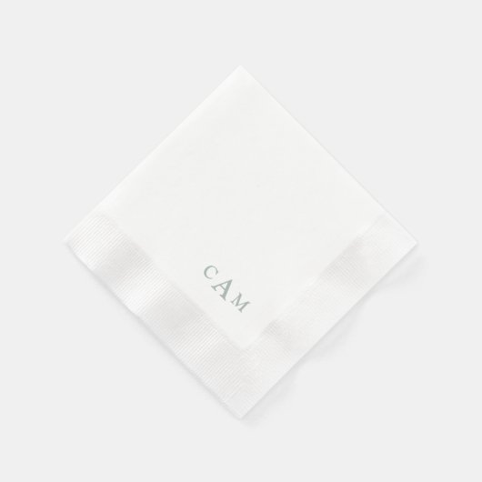 Einfache Sage Monogram II Hochzeitcocktail Napkins Serviette (Ecke)