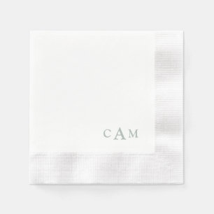 Einfache Sage Monogram II Hochzeitcocktail Napkins Serviette