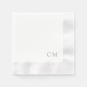 Einfache Sage Monogram Wedding Cocktail Serviette