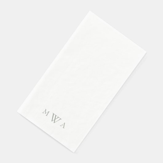 Einfache Sage Monogram White Paper Handtücher Serviette (Ecke)
