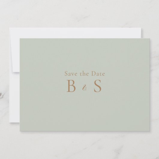 Einfache Sage und Gold Monogram Save the Date (Vorderseite)