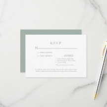 Einfache Sage & White Hochzeits-RSVP-Karte
