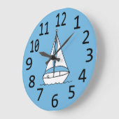 Einfache Sailboat-Kontur Weiß auf blauen Uhren (Winkel)