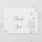 Einfache Salbei-Blütenhochzeit Dankeskarte (Vorderseite)