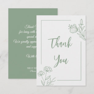 Einfache Salbei-Blütenhochzeit Dankeskarte