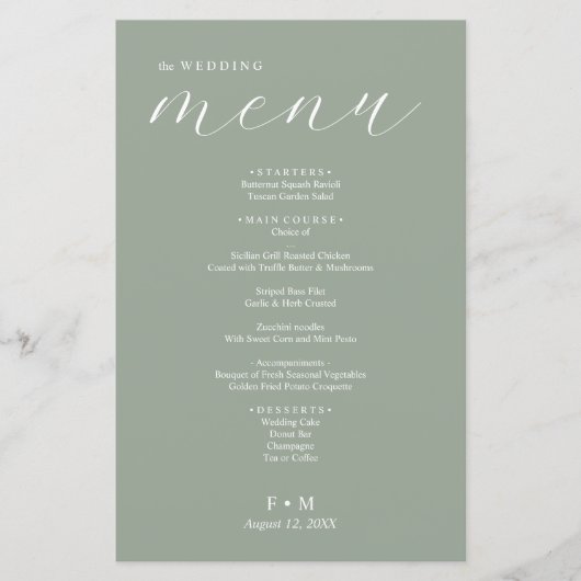 Einfache Salbei-grüne Kalligrafie (Vorderseite)