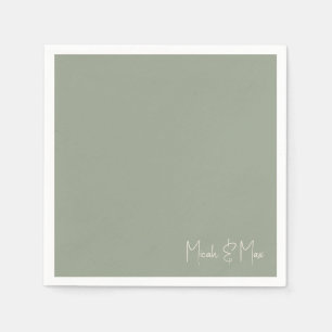 Einfache Salbei-Script-Namen Hochzeits-Cocktail Serviette