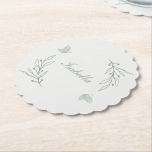 Einfache Salbeigrüne botanische Hochzeit Untersetzer