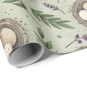 Einfache Salbeigrüne Ostereier Lavendel-Nest Geschenkpapier (Rolleneckpunkt)