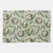 Einfache Salbeigrüne Ostereier Lavendel-Nest Geschirrtuch (Horizontal)
