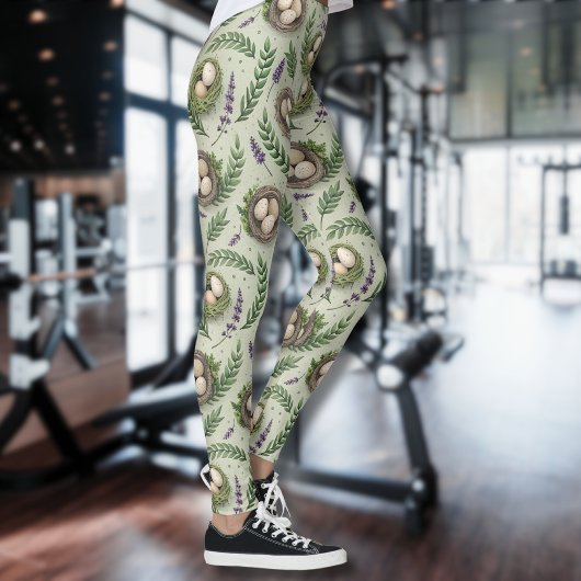Einfache Salbeigrüne Ostereier Lavendel-Nest Leggings