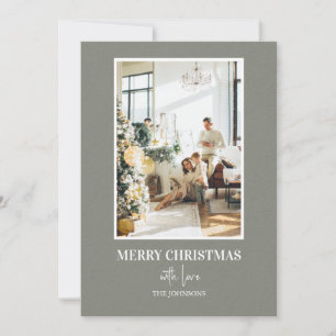 Einfache Salbeigrüne Weihnachtsfoto Feiertagskarte