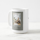 Einfache Salbeigrüne Weihnachtsfoto Kaffeetasse (Vorderseite Links)