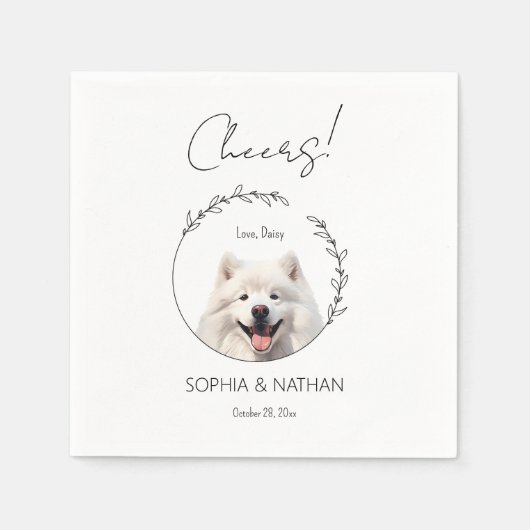 Einfache Samoyed Dog Wedding Cocktail Serviette (Vorderseite)