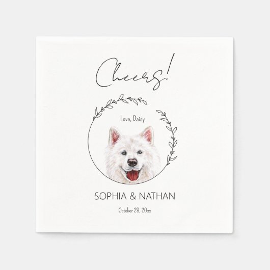 Einfache Samoyed Dog Wedding Cocktail Serviette (Vorderseite)