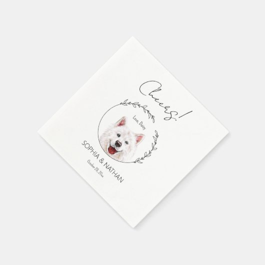 Einfache Samoyed Dog Wedding Cocktail Serviette (Ecke)