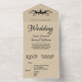 Einfache Sandstein- und Black Tri Fold UAwg Weddin All In One Einladung (Innen)