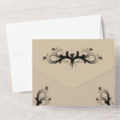 Einfache Sandstein- und Black Tri Fold UAwg Weddin All In One Einladung (Rückseite)