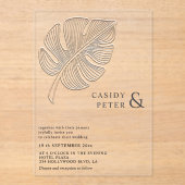 Einfache, sanfte Prägung tropischer Monstera-Blätt Acryleinladungen (Vorderseite)