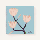 Einfache, saubere, blaue und rosafarbene Monogramm Notizblock (Vorderseite)