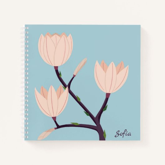 Einfache, saubere, blaue und rosafarbene Monogramm Notizblock (Vorderseite)