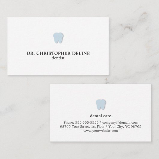Einfache, saubere, blaue Zähne Logo-Zahnarzt Visitenkarte (Vorne/Hinten)