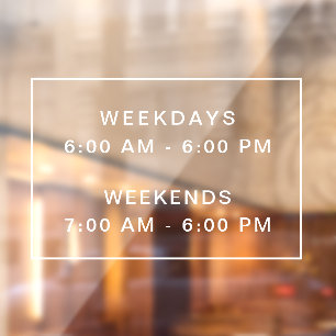 Einfache, saubere Ladenöffnungszeiten Fensteraufkleber