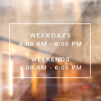 Einfache, saubere Ladenöffnungszeiten Fensteraufkleber