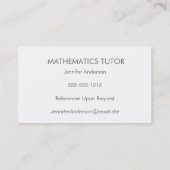 Einfache saubere Mathematik Mathematik Mathematik Visitenkarte (Rückseite)
