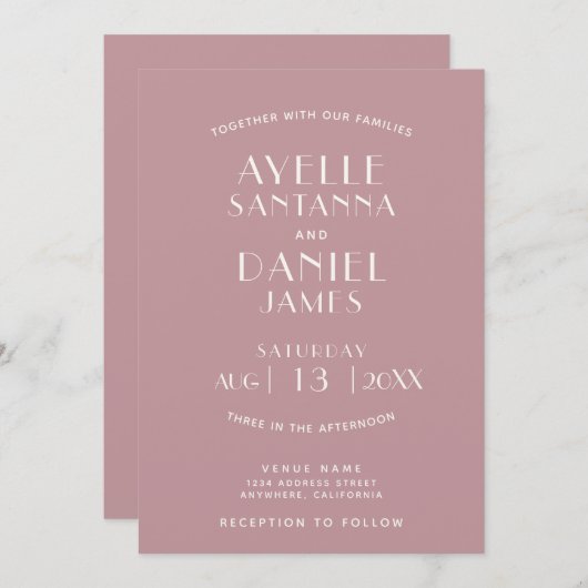 Einfache Saubere Minimal Blush Ecru Einladung Hoch (Vorne/Hinten)