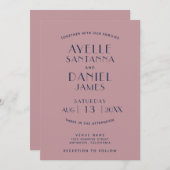 Einfache, saubere Minimal Blush Navy Einladung zur (Vorne/Hinten)