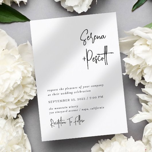 Einfache saubere Minimal-Hochzeit Einladung