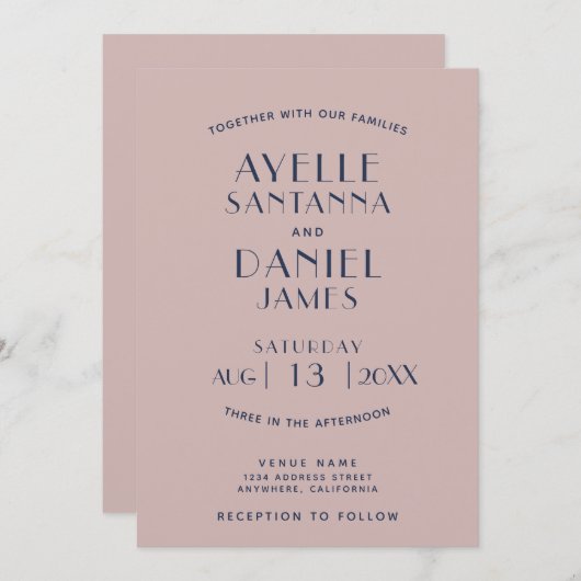 Einfache Saubere Minimal Sepia Rose Einladung Hoch (Vorne/Hinten)